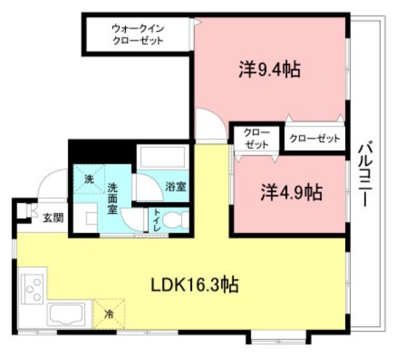 クレスト磯野(2LDK/3階)の間取り写真