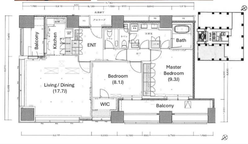 SAION SAKURAZAKA(2LDK/20階)の間取り写真