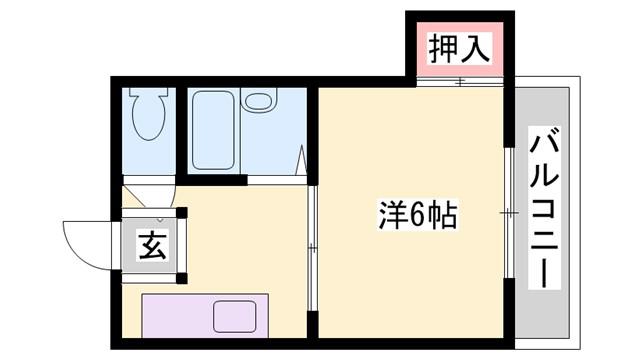 ハイツフジ(1K/2階)の間取り写真