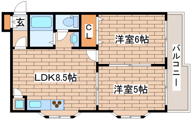 サンビルダー三宮(2LDK/6階)の間取り写真