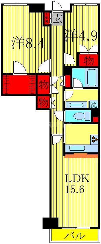 アルス北柏(2LDK/4階)の間取り写真