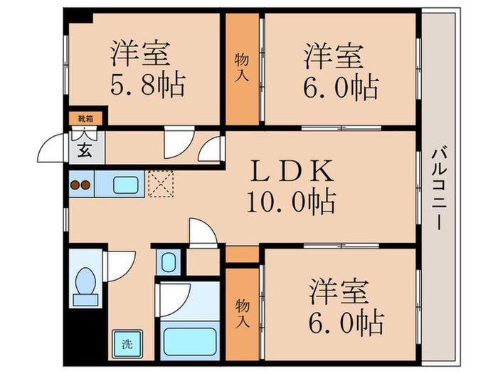 オウミビル(3LDK/5階)の間取り写真