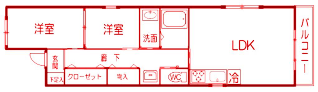 チャイカ横浜(2LDK/3階)の間取り写真