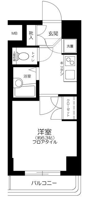 CYNTHIA FOUR-D GOTANDA-ウエスト(1K/8階)の間取り写真