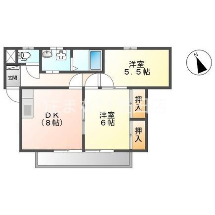 エクセレンス矢頭(2DK/1階)の間取り写真