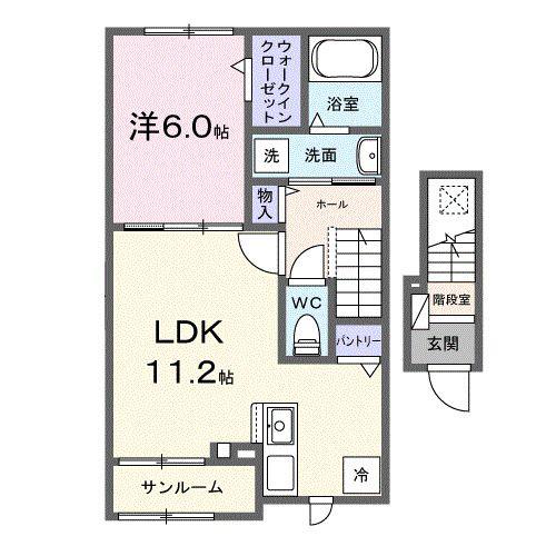 インステリア(1LDK/2階)の間取り写真