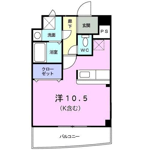 ＪＲ南武線 武蔵中原駅 徒歩4分 4階建 築18年(ワンルーム/2階)の間取り写真