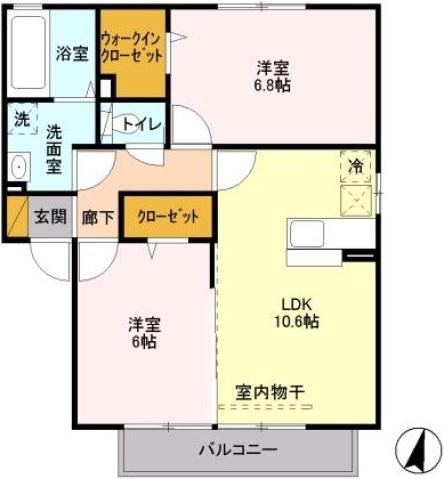 アクシスふじみ野III 102(2LDK/1階)の間取り写真