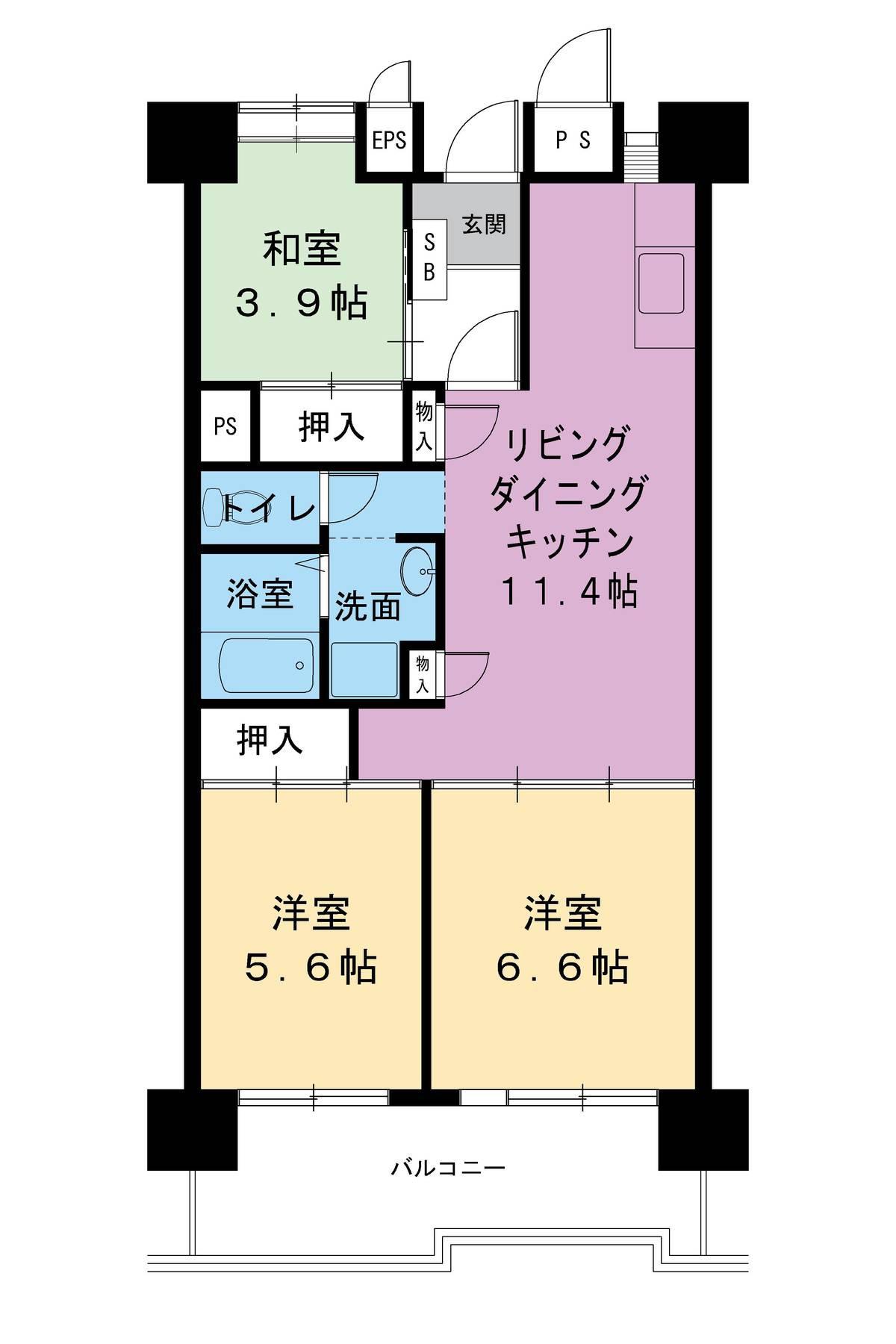 ビレッジハウス光南タワー(3LDK/11階)の間取り写真