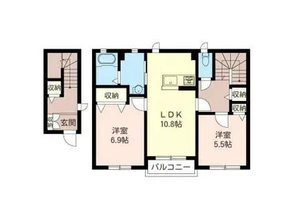 ローズ (2LDK/2階)の間取り写真