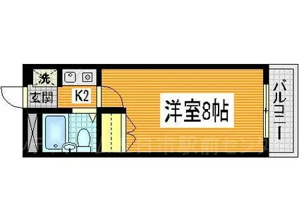 ウイング楽々園(1K/4階)の間取り写真