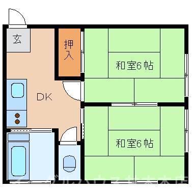 矢野アパート(2DK/2階)の間取り写真