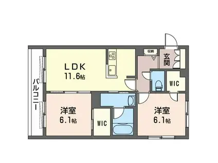 リアン荻窪(2LDK/2階)の間取り写真