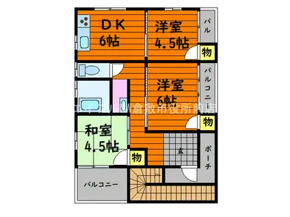 三宅コーポ(3DK/2階)の間取り写真
