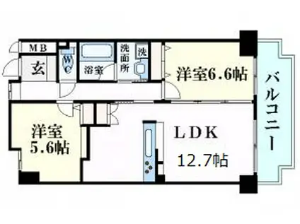 カトゥルセ戸田(2LDK/3階)の間取り写真