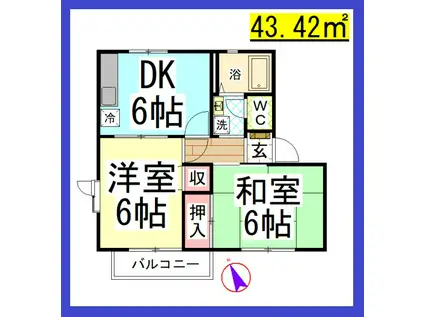 JH ファミール湘南1(2DK/2階)の間取り写真