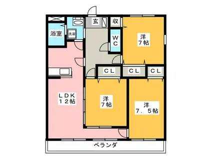 GRANDカメリア(3LDK/2階)の間取り写真