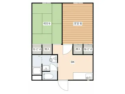 山内アパート(2DK/2階)の間取り写真