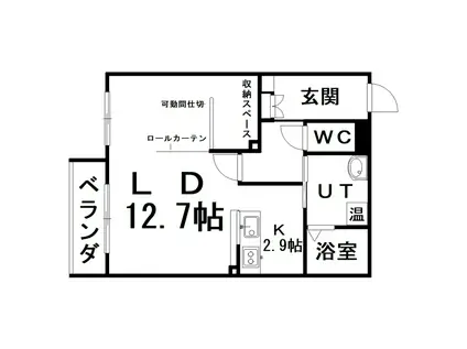 アビタパークサイド昭和中央(1K/1階)の間取り写真