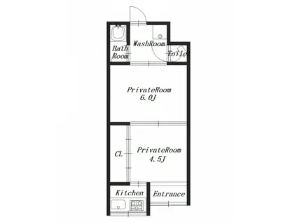 村井平屋 東棟(2K/1階)の間取り写真