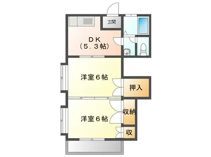 黒木アパート(2DK/2階)の間取り写真