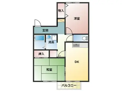 メゾンマルシ(2DK/2階)の間取り写真