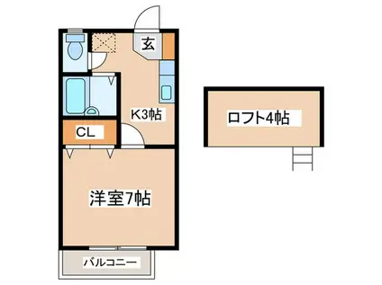 メゾン草薙 PART5(1K/2階)の間取り写真