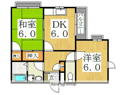 メゾン・ファミーユ(2DK/1階)の間取り写真