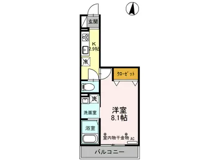 東武伊勢崎線 細谷駅(群馬) 徒歩23分 3階建 築8年(1K/3階)の間取り写真