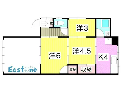 古川アパート(3SK/1階)の間取り写真