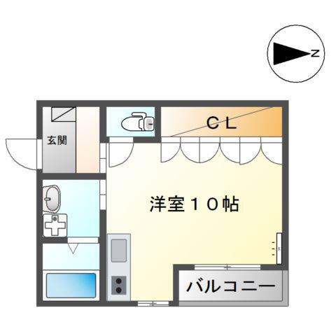 PURE HEART(ワンルーム/2階)の間取り写真