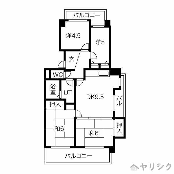 ベルメゾン極楽(4LDK/4階)の間取り写真