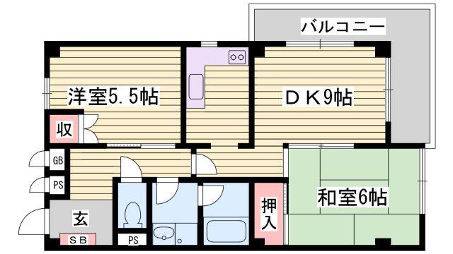 セントラル向陽台(2DK/3階)の間取り写真