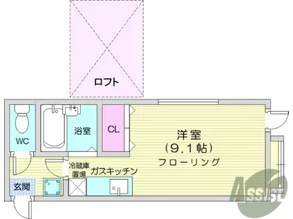 サンシャレイ幸町(ワンルーム/1階)の間取り写真