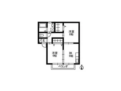 ヨーロピアン林B(2DK/2階)の間取り写真