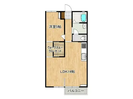 グランシャリオC(1LDK/2階)の間取り写真