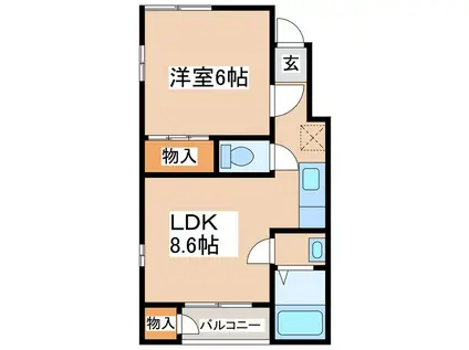 プレメゾン5上野(1LDK/1階)の間取り写真