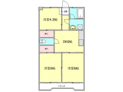 小山マンション(3DK/2階)の間取り写真