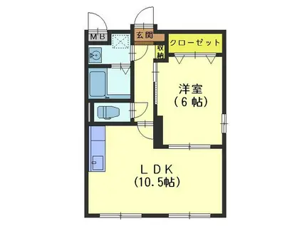 ユーミーマンション本郷(1LDK/1階)の間取り写真