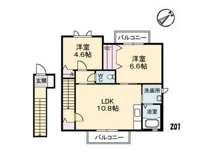 エスペランサ(2LDK/2階)の間取り写真