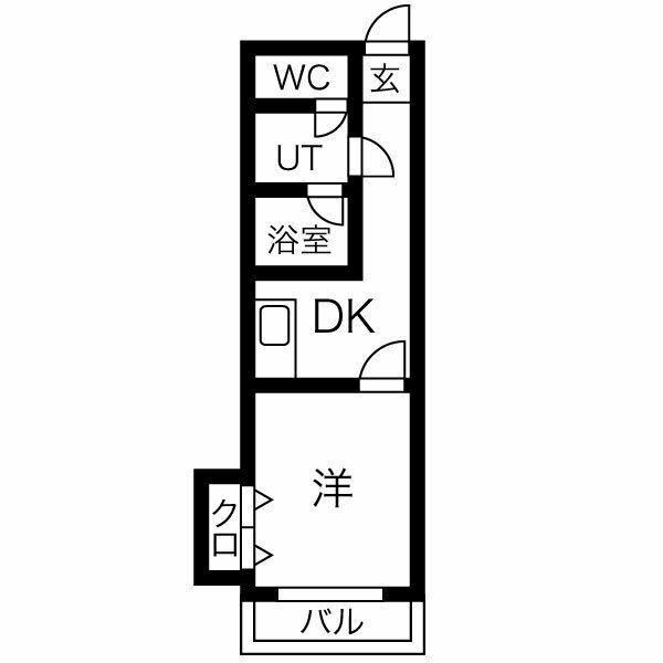 Kスクエアサウス(1DK/6階)の間取り写真