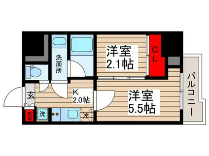 SYFORME亀戸(2K/5階)の間取り写真
