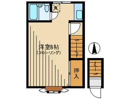 村松コーポ(ワンルーム/2階)の間取り写真
