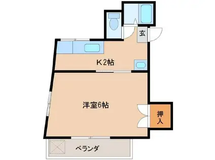 メモリーハウス(1K/2階)の間取り写真