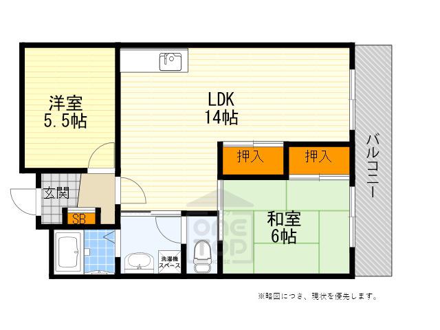 エミネンス千里(2LDK/2階)の間取り写真