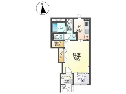 グランドール泉I(1K/1階)の間取り写真