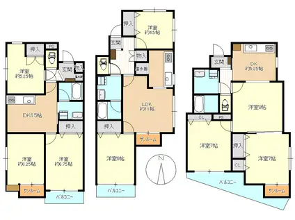 新田ツインズ(2LDK/2階)の間取り写真