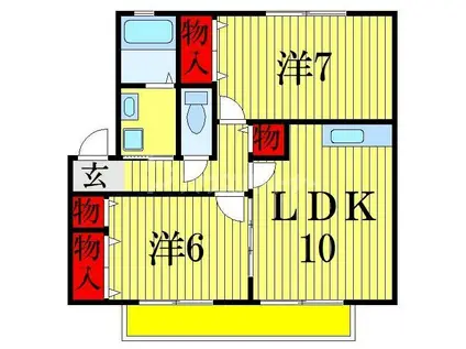 セジュール(2LDK/2階)の間取り写真