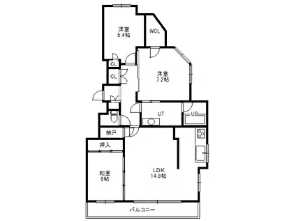 ラピスガーデン中央図書館前(3SLDK/7階)の間取り写真