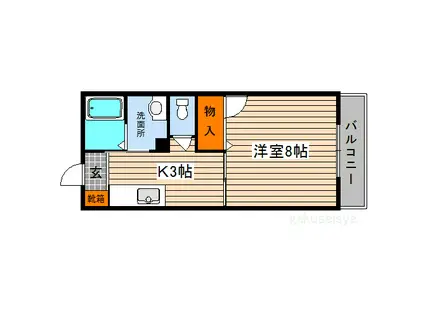 ディアスオオヤケ(1K/1階)の間取り写真